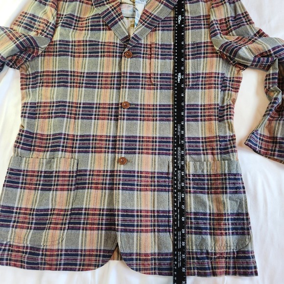 ROBERT GRAHAM Linen Sports Coat Jacket Men XL Multicolor Plaid Blazer